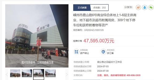 紹興嵊州寶龍廣場商業(yè)綜合體掛牌轉讓，掛牌價4.7億元